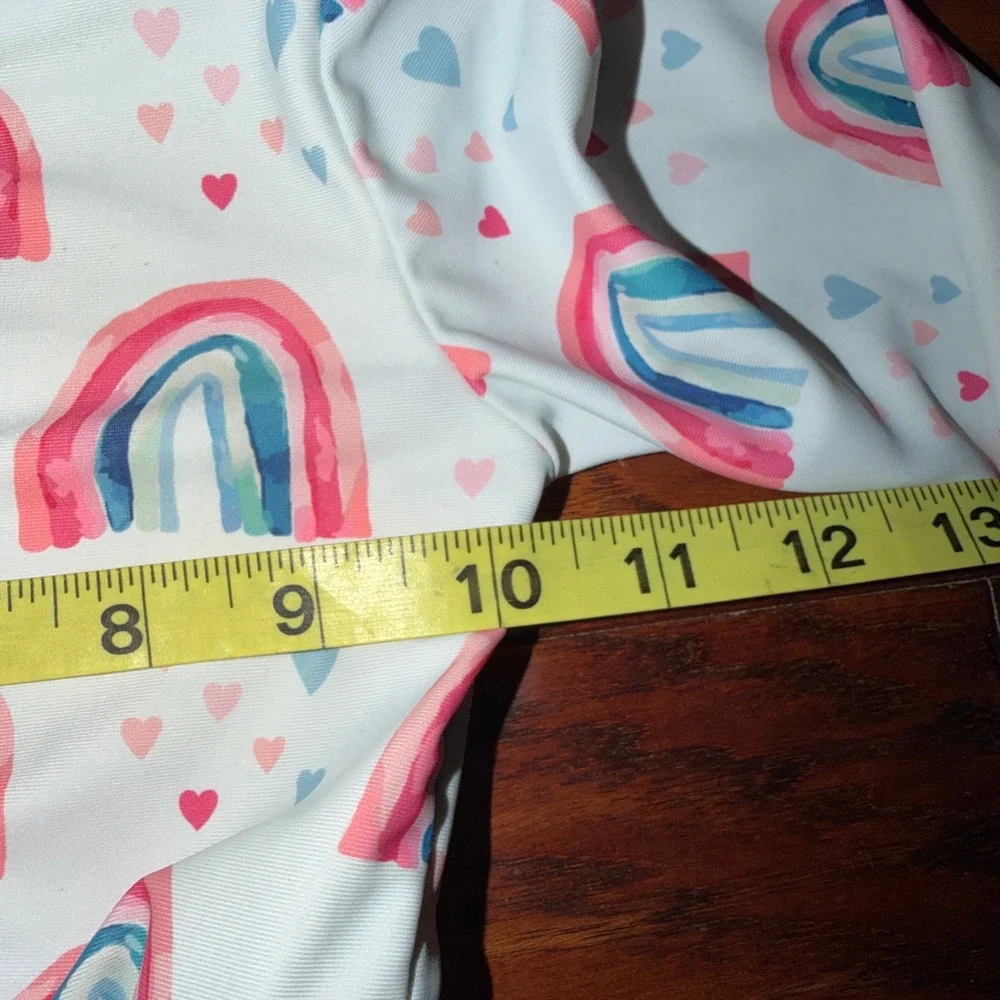 Jane +‎ Jo Girls 4T Rainbow Heart Long Sleeve Rash Guard Bikini Set Whimsical